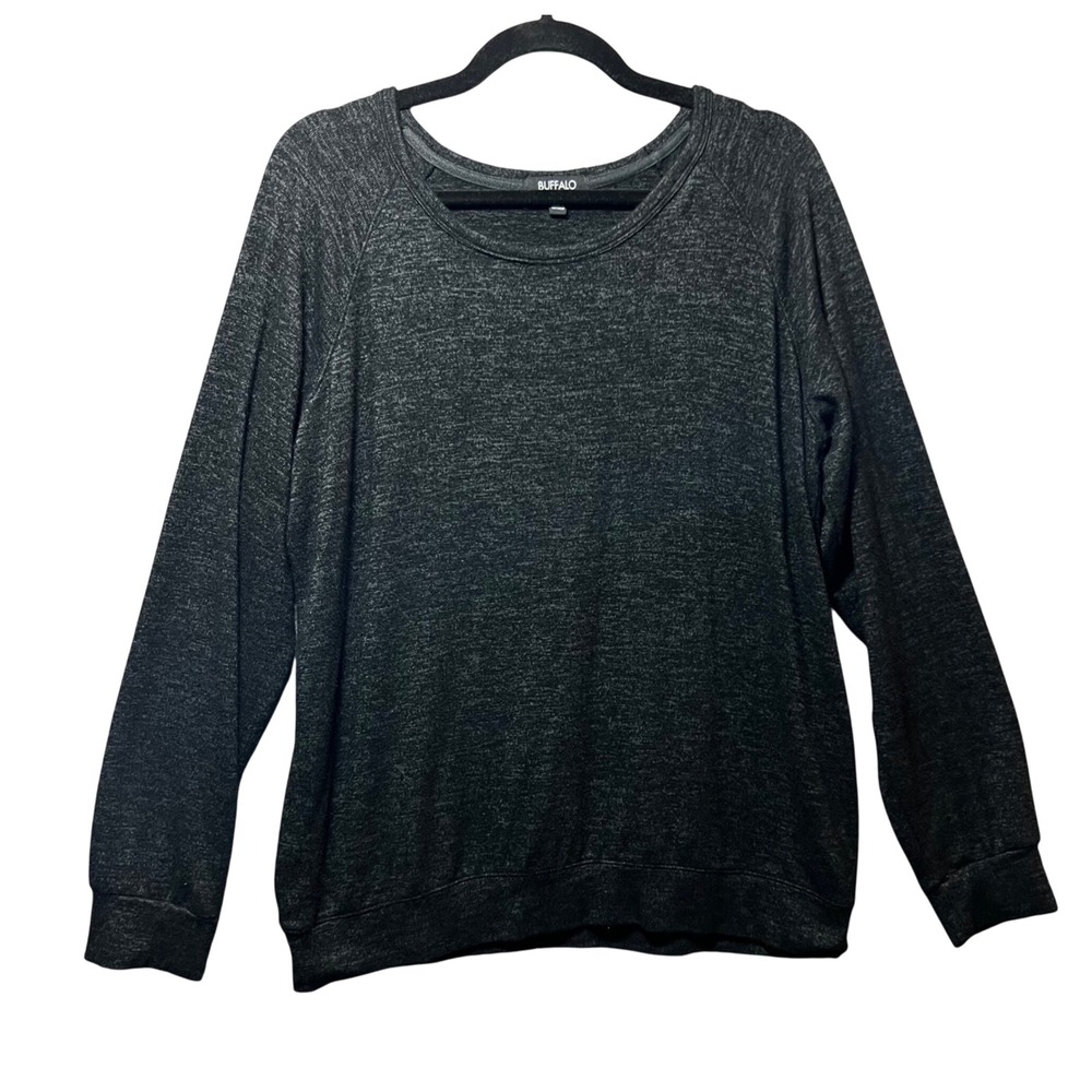 Buffalo David Bitton‎ Gray Marled Knit Long Sleeve Crew Neck Sweatshirt Top L